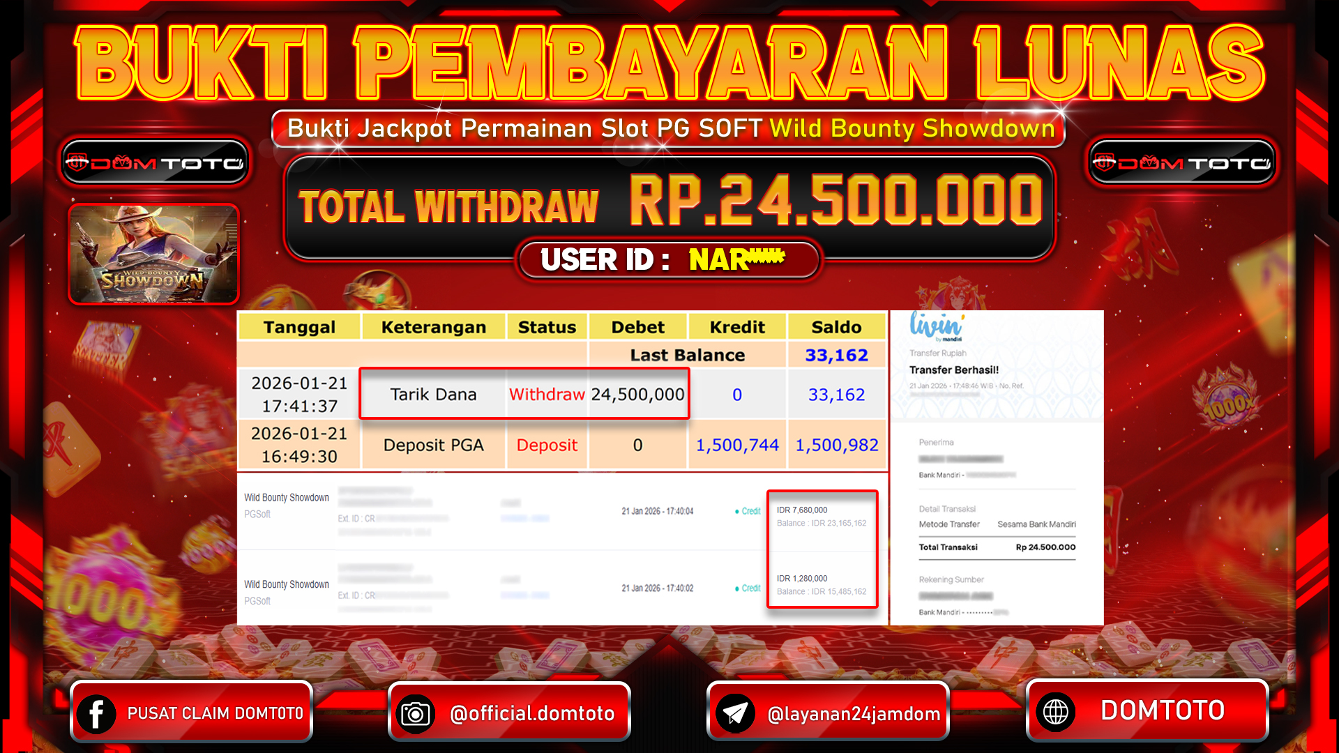 JACKPOT SLOT Wild Bounty Showdown PGSoft 21 JANUARI 2026